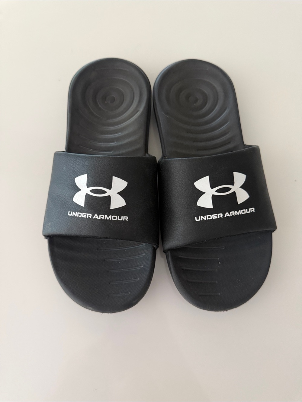Under Armour Black Slides with White Logo